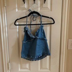 Brand new denim crop halter top